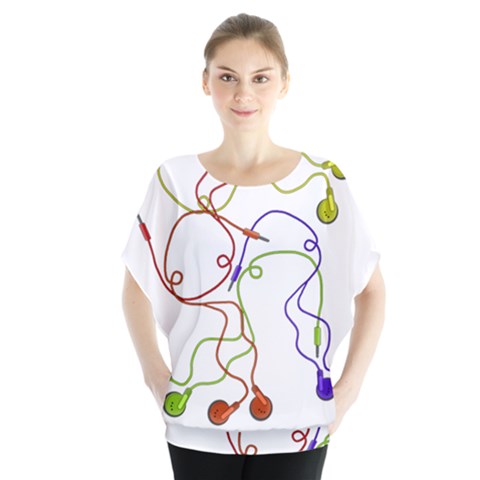 Colorful Earphones  Blouse by Valentinaart