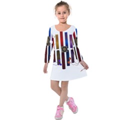 Energy Of The Sound Kids  Long Sleeve Velvet Dress by Valentinaart