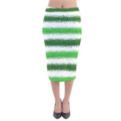 Metallic Green Glitter Stripes Velvet Midi Pencil Skirt by Nexatart