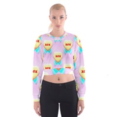 Pastel Heart Women s Cropped Sweatshirt by Nexatart