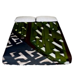 Shadow Reflections Casting From Japanese Garden Fence Fitted Sheet (king Size) by Nexatart