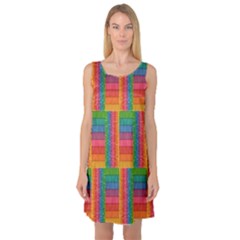 Texture Surface Rainbow Festive Sleeveless Satin Nightdress