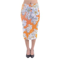 Flowers Background Backdrop Floral Velvet Midi Pencil Skirt