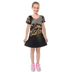 Fractal Mathematics Abstract Kids  Short Sleeve Velvet Dress by Amaryn4rt