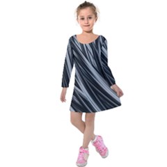 Fractal Mathematics Abstract Kids  Long Sleeve Velvet Dress by Amaryn4rt