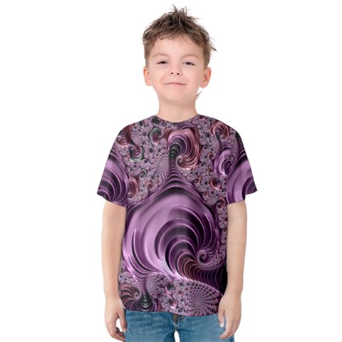 Purple Abstract Art Fractal Art Fractal Kids  Cotton Tee by Amaryn4rt