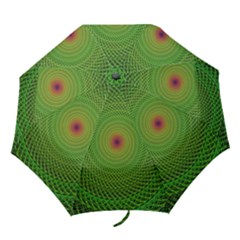 Green Fractal Simple Wire String Folding Umbrellas by Amaryn4rt