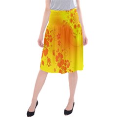 Flowers Floral Design Flora Yellow Midi Beach Skirt by Amaryn4rt