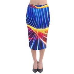 Color Colorful Wave Abstract Velvet Midi Pencil Skirt