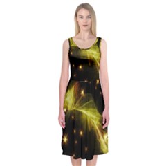 Particles Vibration Line Wave Midi Sleeveless Dress by Amaryn4rt