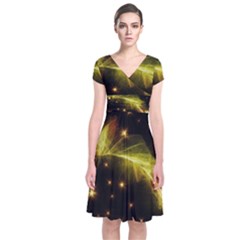 Particles Vibration Line Wave Short Sleeve Front Wrap Dress by Amaryn4rt