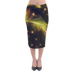 Particles Vibration Line Wave Velvet Midi Pencil Skirt