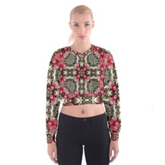 Flowers Fabric Women s Cropped Sweatshirt by Amaryn4rt