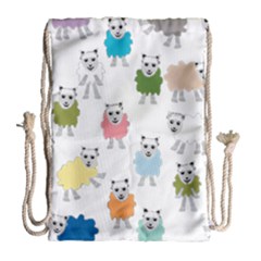 Sheep Cartoon Colorful Drawstring Bag (large)