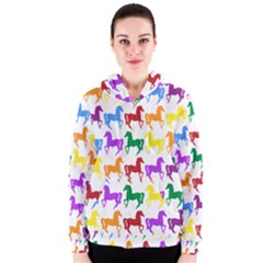 Colorful Horse Background Wallpaper Women s Zipper Hoodie by Amaryn4rt