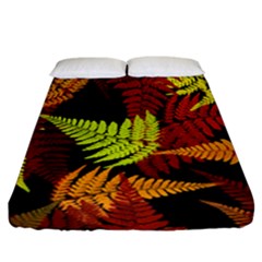 3d Red Abstract Fern Leaf Pattern Fitted Sheet (california King Size)