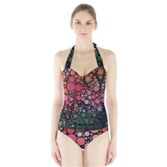 Circle Abstract Halter Swimsuit