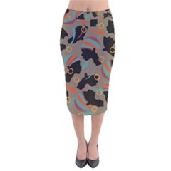 African Women Ethnic Pattern Velvet Midi Pencil Skirt by Simbadda