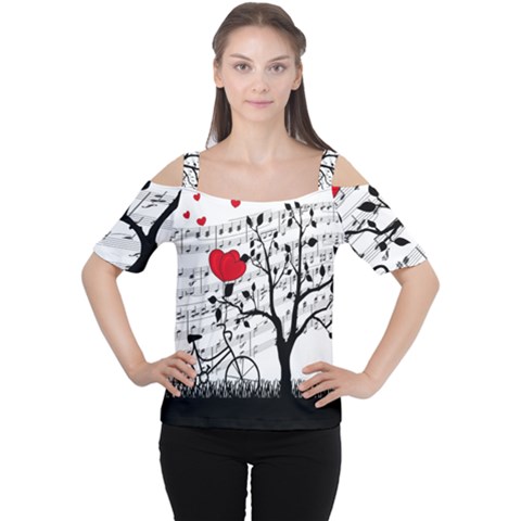 Love Song Women s Cutout Shoulder Tee by Valentinaart