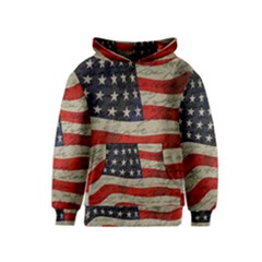 Vintage American Flag Kids  Pullover Hoodie by Valentinaart