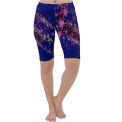 Stars Abstract Shine Spots Lines Cropped Leggings 