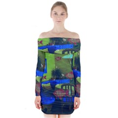 Natural Habitat Long Sleeve Off Shoulder Dress by Valentinaart