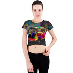 Hippie Van  Crew Neck Crop Top