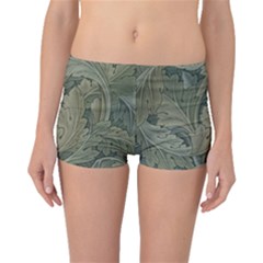 Vintage Background Green Leaves Boyleg Bikini Bottoms