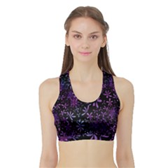 Retro Flower Pattern Design Batik Sports Bra With Border by Simbadda