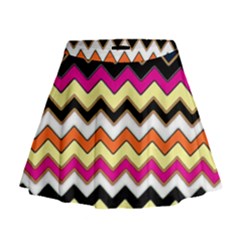 Colorful Chevron Pattern Stripes Pattern Mini Flare Skirt by Simbadda