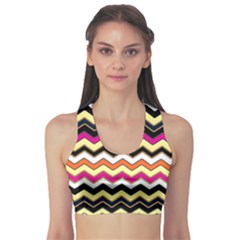 Colorful Chevron Pattern Stripes Pattern Sports Bra by Simbadda