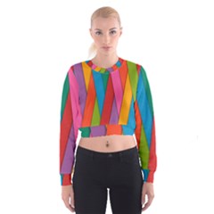 Colorful Lines Pattern Women s Cropped Sweatshirt