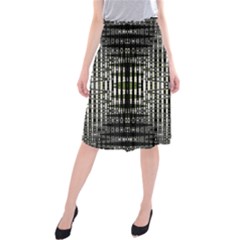 Interwoven Grid Pattern In Green Midi Beach Skirt