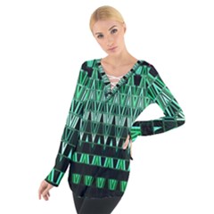 Green Triangle Patterns Women s Tie Up Tee by Simbadda