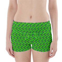 Green Abstract Art Circles Swirls Stars Boyleg Bikini Wrap Bottoms