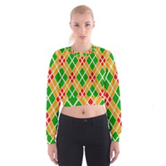 Colorful Color Pattern Diamonds Women s Cropped Sweatshirt