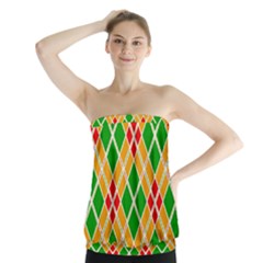 Colorful Color Pattern Diamonds Strapless Top by Simbadda