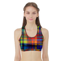 Abstract Color Background Form Sports Bra With Border