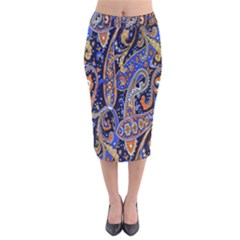 Pattern Color Design Texture Velvet Midi Pencil Skirt