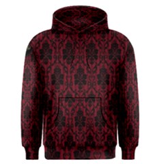 Elegant Black And Red Damask Antique Vintage Victorian Lace Style Men s Pullover Hoodie by yoursparklingshop