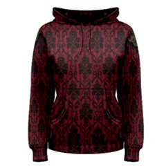 Elegant Black And Red Damask Antique Vintage Victorian Lace Style Women s Pullover Hoodie by yoursparklingshop