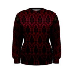 Elegant Black And Red Damask Antique Vintage Victorian Lace Style Women s Sweatshirt by yoursparklingshop