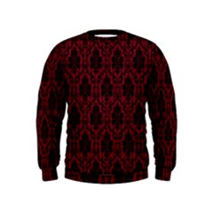 Elegant Black And Red Damask Antique Vintage Victorian Lace Style Kids  Sweatshirt by yoursparklingshop