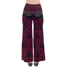 Elegant Black And Red Damask Antique Vintage Victorian Lace Style Pants by yoursparklingshop