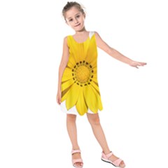 Transparent Flower Summer Yellow Kids  Sleeveless Dress