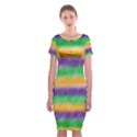 Mardi Gras Strip Tie Die Classic Short Sleeve Midi Dress View1