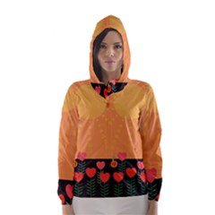 Love Heart Valentine Sun Flowers Hooded Wind Breaker (women) by Simbadda