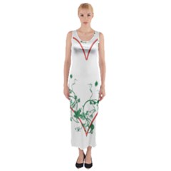 Heart Ranke Nature Romance Plant Fitted Maxi Dress by Simbadda