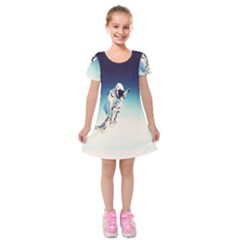 Astronaut Kids  Short Sleeve Velvet Dress