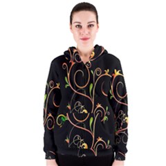 Flowers Neon Color Women s Zipper Hoodie by Simbadda